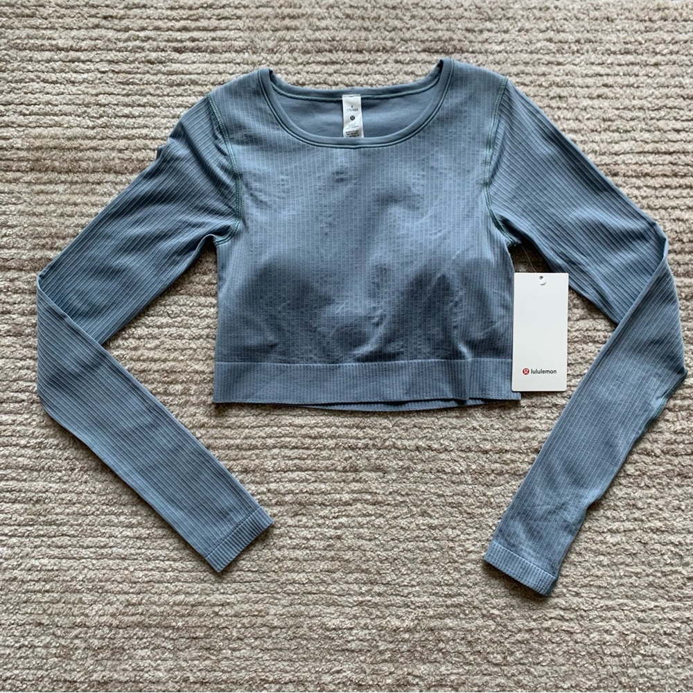 Lululemon Ebb to Street Long Sleeve Shirt Light Blue NWT Size 6